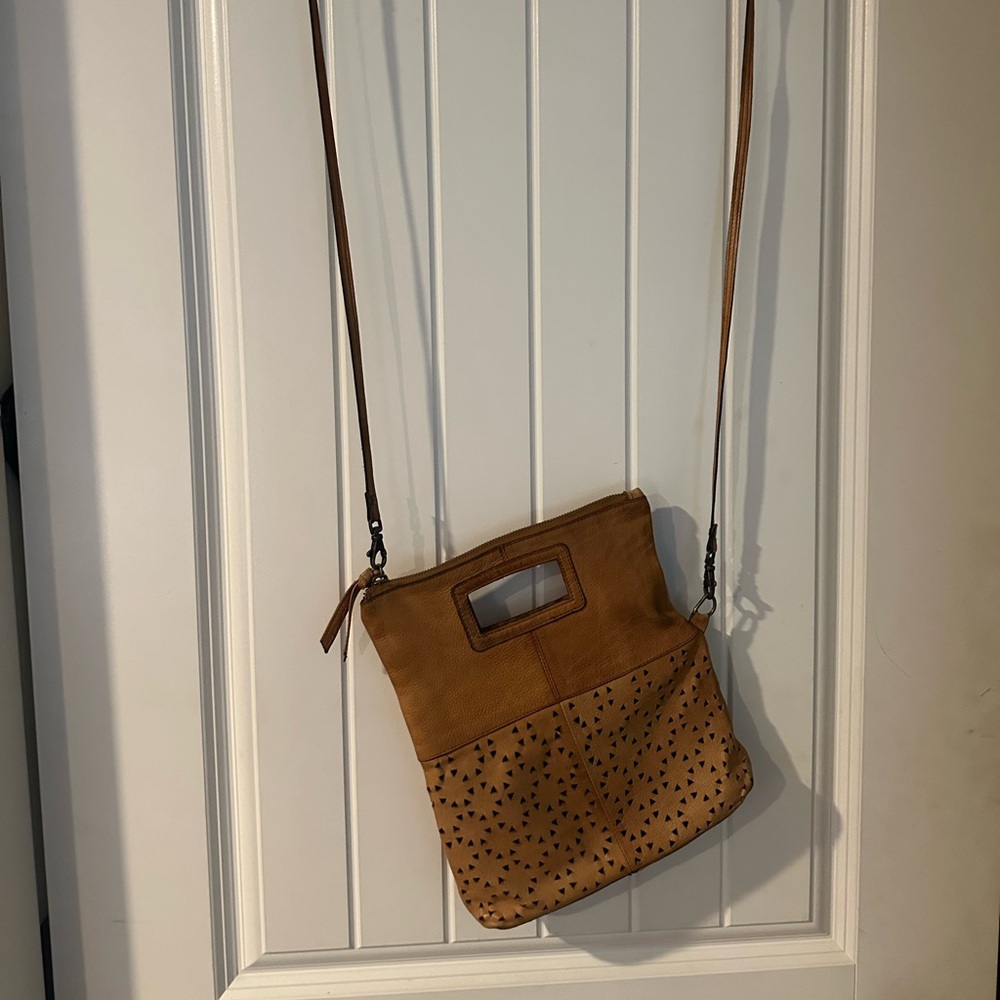 Top shop perforated leather crossbody purse